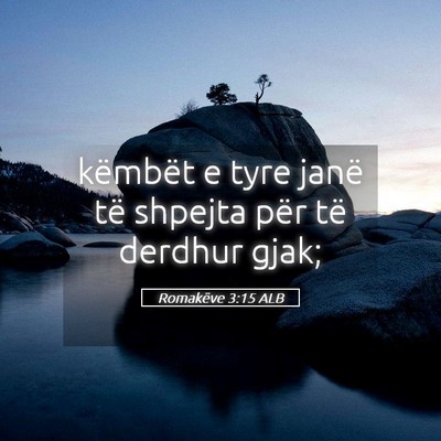 Picture 05 - Romakëve 3:15 ALB - këmbët e tyre janë të shpejta për të - Bible Verse Picture