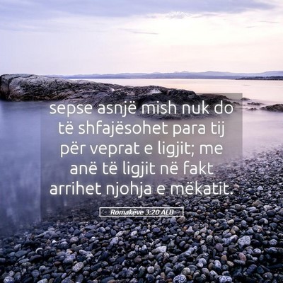Picture 05 - Romakëve 3:20 ALB - sepse asnjë mish nuk do të shfajësohet para - Bible Verse Picture