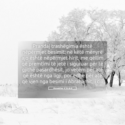 Picture 05 - Romakëve 4:16 ALB - Prandaj trashëgimia është nëpërmjet besimit; - Bible Verse Picture