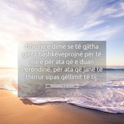 Picture 05 - Romakëve 8:28 ALB - Dhe ne e dimë se të gjitha gjëra - Bible Verse Picture