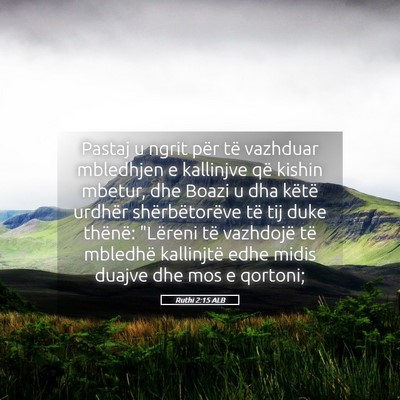 Picture 05 - Ruthi 2:15 ALB - Pastaj u ngrit për të vazhduar mbledhjen e - Bible Verse Picture