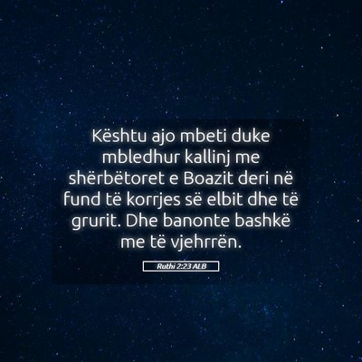 Picture 05 - Ruthi 2:23 ALB - Kështu ajo mbeti duke mbledhur kallinj me - Bible Verse Picture