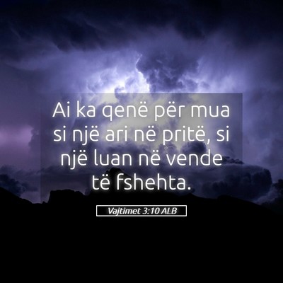 Picture 05 - Vajtimet 3:10 ALB - Ai ka qenë për mua si një ari në pritë, si - Bible Verse Picture