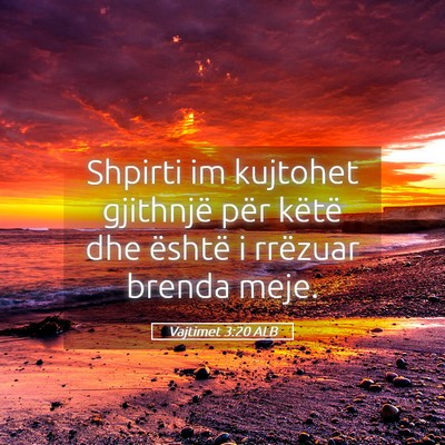 Picture 05 - Vajtimet 3:20 ALB - Shpirti im kujtohet gjithnjë për këtë dhe - Bible Verse Picture