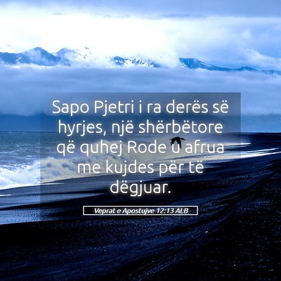 Picture 05 - Veprat e Apostujve 12:13 ALB - Sapo Pjetri i ra derës së hyrjes, një - Bible Verse Picture
