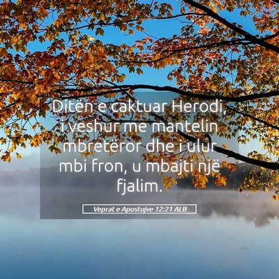Picture 05 - Veprat e Apostujve 12:21 ALB - Ditën e caktuar Herodi, i veshur me mantelin - Bible Verse Picture