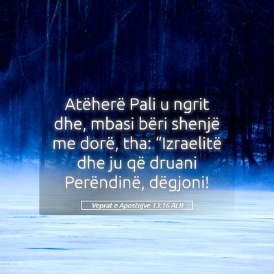 Picture 05 - Veprat e Apostujve 13:16 ALB - Atëherë Pali u ngrit dhe, mbasi bëri shenjë - Bible Verse Picture