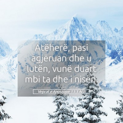 Picture 05 - Veprat e Apostujve 13:3 ALB - Atëherë, pasi agjëruan dhe u lutën, vunë - Bible Verse Picture