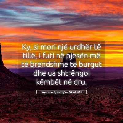 Picture 05 - Veprat e Apostujve 16:24 ALB - Ky, si mori një urdhër të tillë, i futi në - Bible Verse Picture
