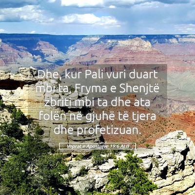 Picture 05 - Veprat e Apostujve 19:6 ALB - Dhe, kur Pali vuri duart mbi ta, Fryma e Shenjtë - Bible Verse Picture