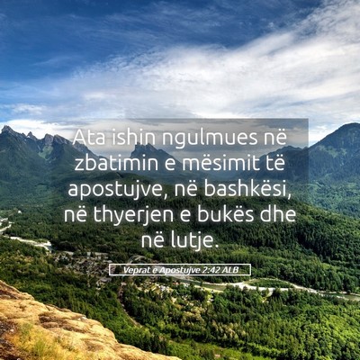 Picture 05 - Veprat e Apostujve 2:42 ALB - Ata ishin ngulmues në zbatimin e mësimit të - Bible Verse Picture
