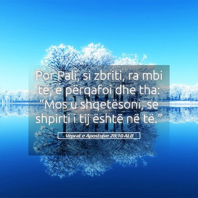 Picture 05 - Veprat e Apostujve 20:10 ALB - Por Pali, si zbriti, ra mbi të, e përqafoi dhe - Bible Verse Picture