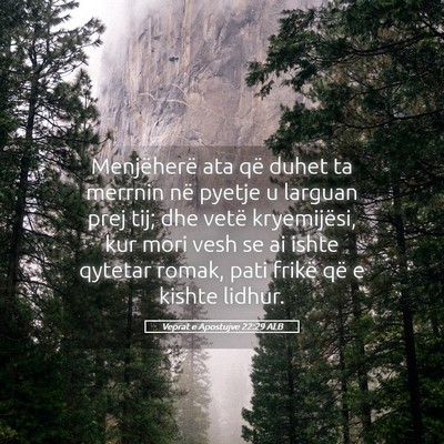 Picture 05 - Veprat e Apostujve 22:29 ALB - Menjëherë ata që duhet ta merrnin në pyetje u - Bible Verse Picture