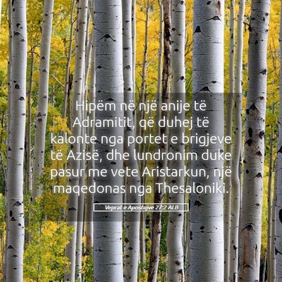 Picture 05 - Veprat e Apostujve 27:2 ALB - Hipëm në një anije të Adramitit, që duhej - Bible Verse Picture