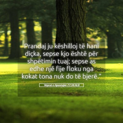 Picture 05 - Veprat e Apostujve 27:34 ALB - Prandaj ju këshilloj të hani diçka, sepse kjo - Bible Verse Picture