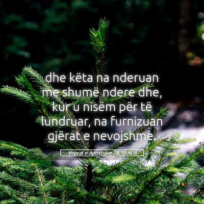 Picture 05 - Veprat e Apostujve 28:10 ALB - dhe këta na nderuan me shumë ndere dhe, kur u - Bible Verse Picture