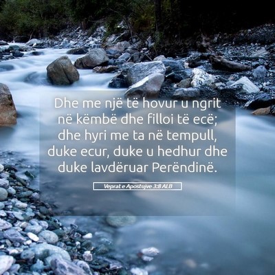 Picture 05 - Veprat e Apostujve 3:8 ALB - Dhe me një të hovur u ngrit në këmbë dhe - Bible Verse Picture