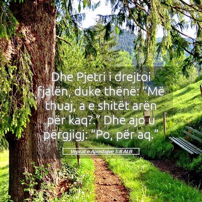 Picture 05 - Veprat e Apostujve 5:8 ALB - Dhe Pjetri i drejtoi fjalën, duke thënë: - Bible Verse Picture