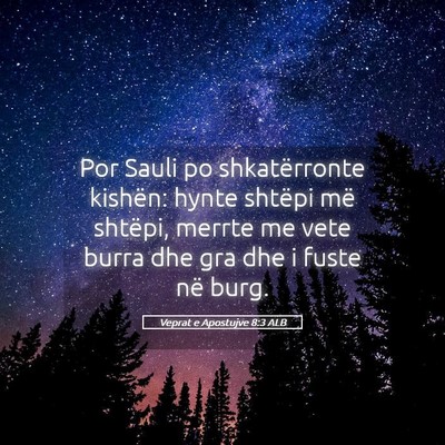 Picture 05 - Veprat e Apostujve 8:3 ALB - Por Sauli po shkatërronte kishën: hynte shtëpi - Bible Verse Picture