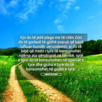 Picture 05 - Zakaria 14:12 ALB - Kjo do të jetë plaga me të cilën Zoti do të - Bible Verse Picture
