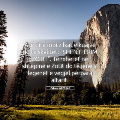 Picture 05 - Zakaria 14:20 ALB - Atë ditë mbi zilkat e kuajve do të skalitet: - Bible Verse Picture