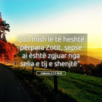 Picture 05 - Zakaria 2:13 ALB - Çdo mish le të heshtë përpara Zotit, sepse ai - Bible Verse Picture