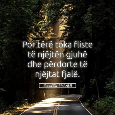 Picture 05 - Zanafilla 11:1 ALB - Por tërë toka fliste të njëjtën gjuhë dhe - Bible Verse Picture
