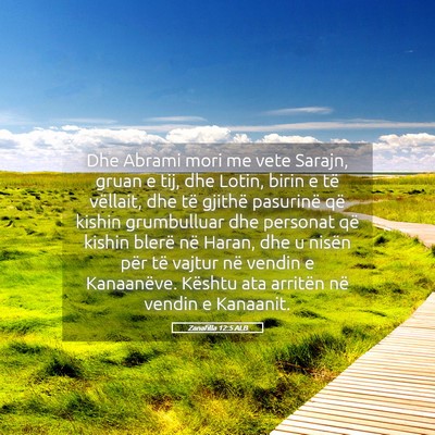 Picture 05 - Zanafilla 12:5 ALB - Dhe Abrami mori me vete Sarajn, gruan e tij, dhe - Bible Verse Picture