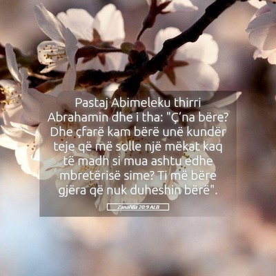 Picture 05 - Zanafilla 20:9 ALB - Pastaj Abimeleku thirri Abrahamin dhe i tha: - Bible Verse Picture