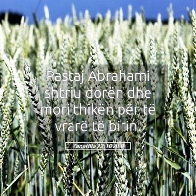 Picture 05 - Zanafilla 22:10 ALB - Pastaj Abrahami shtriu dorën dhe mori thikën - Bible Verse Picture