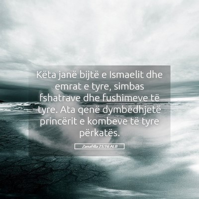 Picture 05 - Zanafilla 25:16 ALB - Këta janë bijtë e Ismaelit dhe emrat e tyre, - Bible Verse Picture