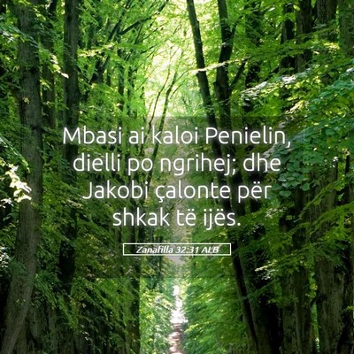 Picture 05 - Zanafilla 32:31 ALB - Mbasi ai kaloi Penielin, dielli po ngrihej; dhe - Bible Verse Picture