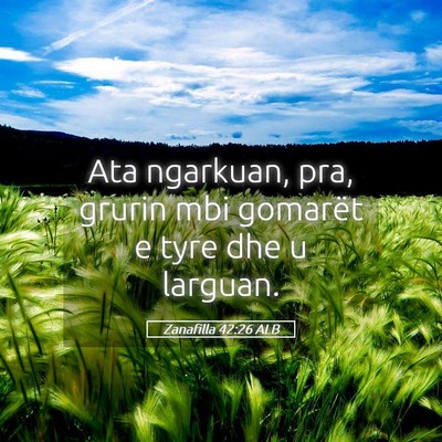 Picture 05 - Zanafilla 42:26 ALB - Ata ngarkuan, pra, grurin mbi gomarët e tyre dhe - Bible Verse Picture