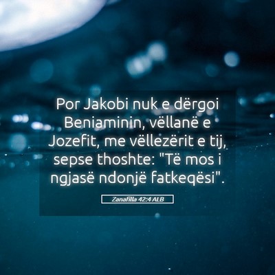 Picture 05 - Zanafilla 42:4 ALB - Por Jakobi nuk e dërgoi Beniaminin, vëllanë e - Bible Verse Picture