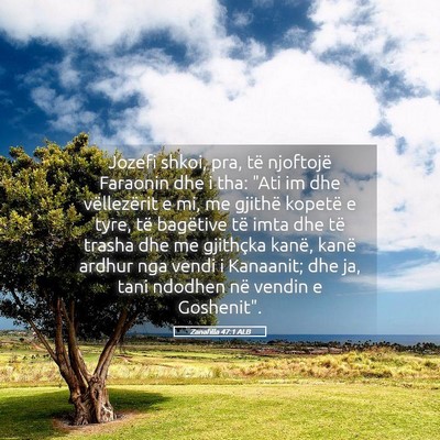 Picture 05 - Zanafilla 47:1 ALB - Jozefi shkoi, pra, të njoftojë Faraonin dhe i - Bible Verse Picture