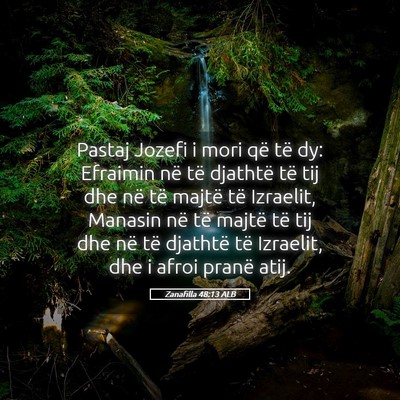 Picture 05 - Zanafilla 48:13 ALB - Pastaj Jozefi i mori që të dy: Efraimin në të - Bible Verse Picture