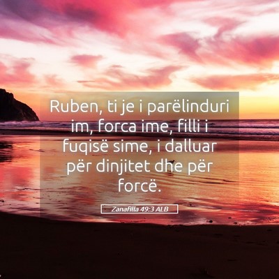 Picture 05 - Zanafilla 49:3 ALB - Ruben, ti je i parëlinduri im, forca ime, filli - Bible Verse Picture