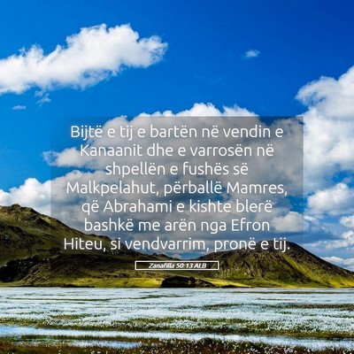 Picture 05 - Zanafilla 50:13 ALB - Bijtë e tij e bartën në vendin e Kanaanit dhe - Bible Verse Picture