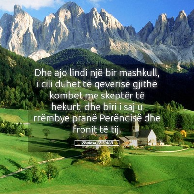 Picture 05 - Zbulesa 12:5 ALB - Dhe ajo lindi një bir mashkull, i cili duhet të - Bible Verse Picture