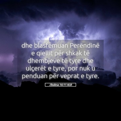 Picture 05 - Zbulesa 16:11 ALB - dhe blasfemuan Perëndinë e qiellit për shkak - Bible Verse Picture