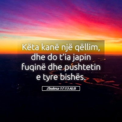 Picture 05 - Zbulesa 17:13 ALB - Këta kanë një qëllim, dhe do t’ia japin - Bible Verse Picture