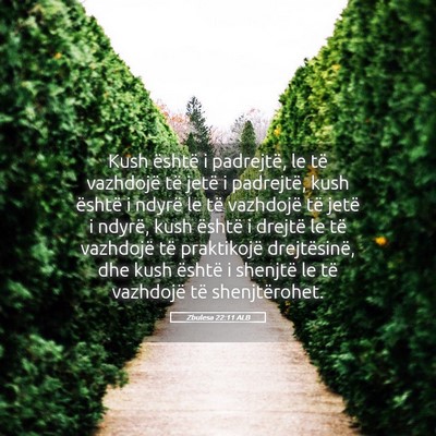 Picture 05 - Zbulesa 22:11 ALB - Kush është i padrejtë, le të vazhdojë të - Bible Verse Picture
