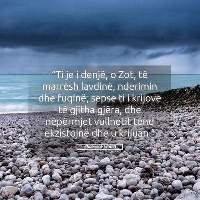 Picture 05 - Zbulesa 4:11 ALB - “Ti je i denjë, o Zot, të marrësh lavdinë, - Bible Verse Picture
