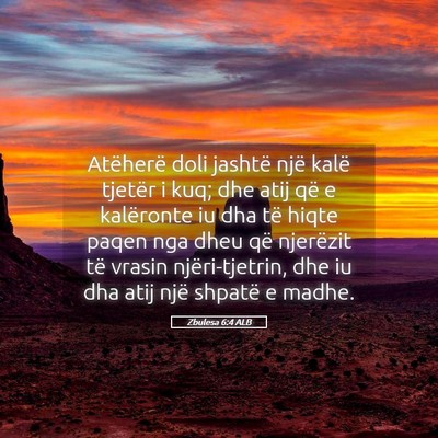 Picture 05 - Zbulesa 6:4 ALB - Atëherë doli jashtë një kalë tjetër i kuq; - Bible Verse Picture