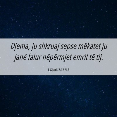 Picture 06 - 1 Gjonit 2:12 ALB - Djema, ju shkruaj sepse mëkatet ju janë falur - Bible Verse Picture