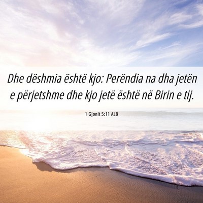 Picture 06 - 1 Gjonit 5:11 ALB - Dhe dëshmia është kjo: Perëndia na dha jetën - Bible Verse Picture