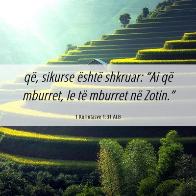 Picture 06 - 1 Korintasve 1:31 ALB - që, sikurse është shkruar: “Ai që mburret, - Bible Verse Picture