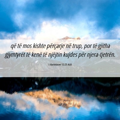 Picture 06 - 1 Korintasve 12:25 ALB - që të mos kishte përçarje në trup, por të - Bible Verse Picture