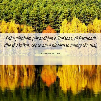 Picture 06 - 1 Korintasve 16:17 ALB - Edhe gëzohem për ardhjen e Stefanas, të - Bible Verse Picture