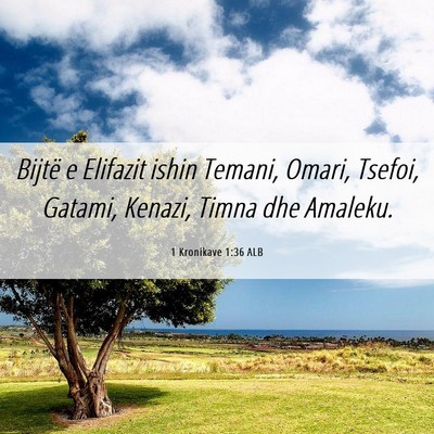 Picture 06 - 1 Kronikave 1:36 ALB - Bijtë e Elifazit ishin Temani, Omari, Tsefoi, - Bible Verse Picture